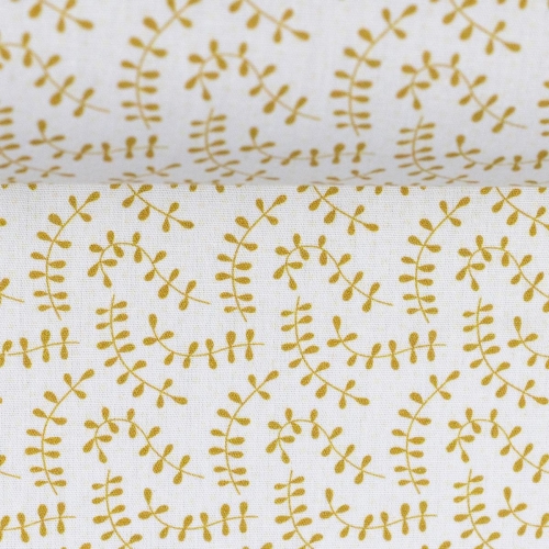 Baumwolle "Jule" weiß mit goldenen Ranken